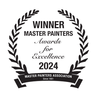 Winner badge for Master Painters Association Awards for Excellence 2024, recognising C&C Painting Group's commitment to high-quality workmanship and customer service in Canberra.