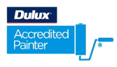 Dulux Accredited Painter logo featuring a paint roller, symbolizing quality and professionalism in painting services offered by C&C Painting Group.