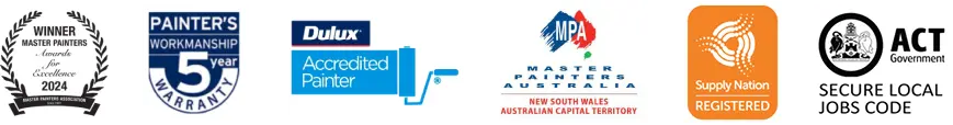 C&C Painting Group's awards and certifications, including Master Painters Awards, Dulux Accredited Painter, and Secure Local Jobs Code, showcasing commitment to quality and professionalism in residential painting services.